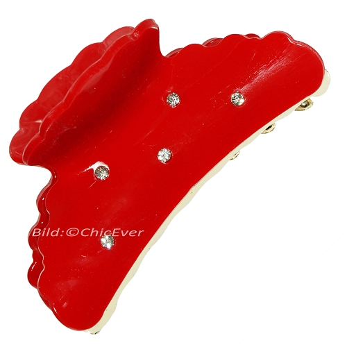 Haargreifer Acryl & Strass 8,5cm uni rot gold Wellenreiter Haarschmuck Haarspange Haarklammer 8348a - zum Schließen ins Bild klicken